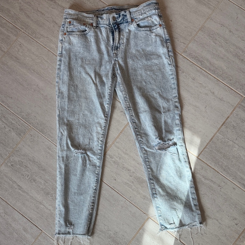 GAP Light Wash Distressed Boyfriend Jeans